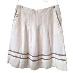 Rene Derhy Womens Cadette Linen Blend Skirt Size Medium Off White NEW